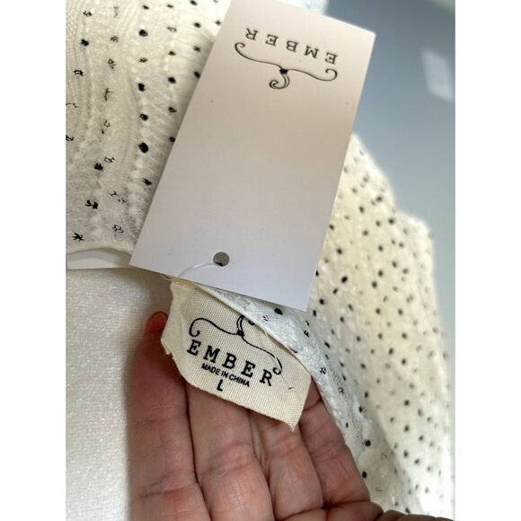 NWT Ember Brand Chiffon Sundress White with Black Dots Women's Size Large - Picture 6 of 6